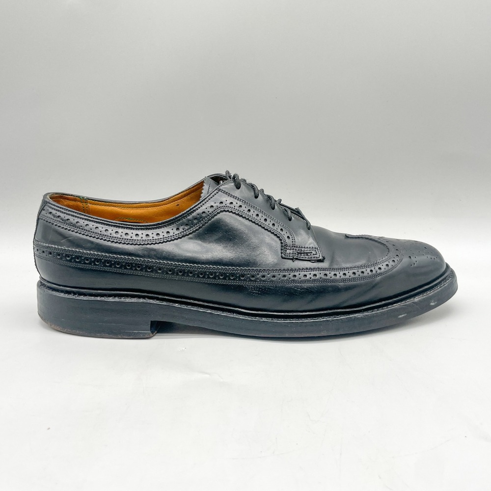 Florsheim Imperial Mens 10.5D Kenmoor V Cleat Longwing Blucher Black Leather VTG